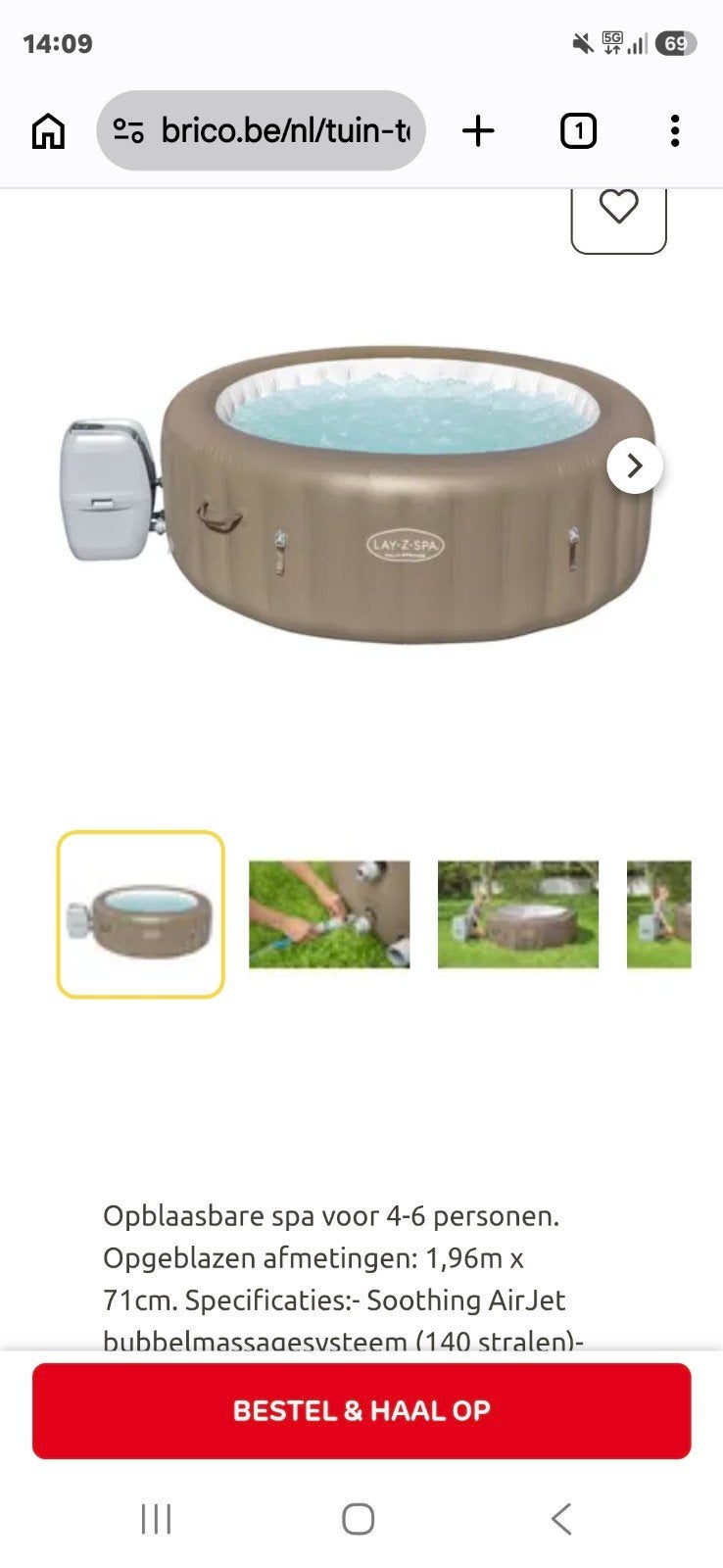 jacuzzi, Tuin en Terras, Ophalen, Gebruikt, Afdekzeil, Opblaasbaar