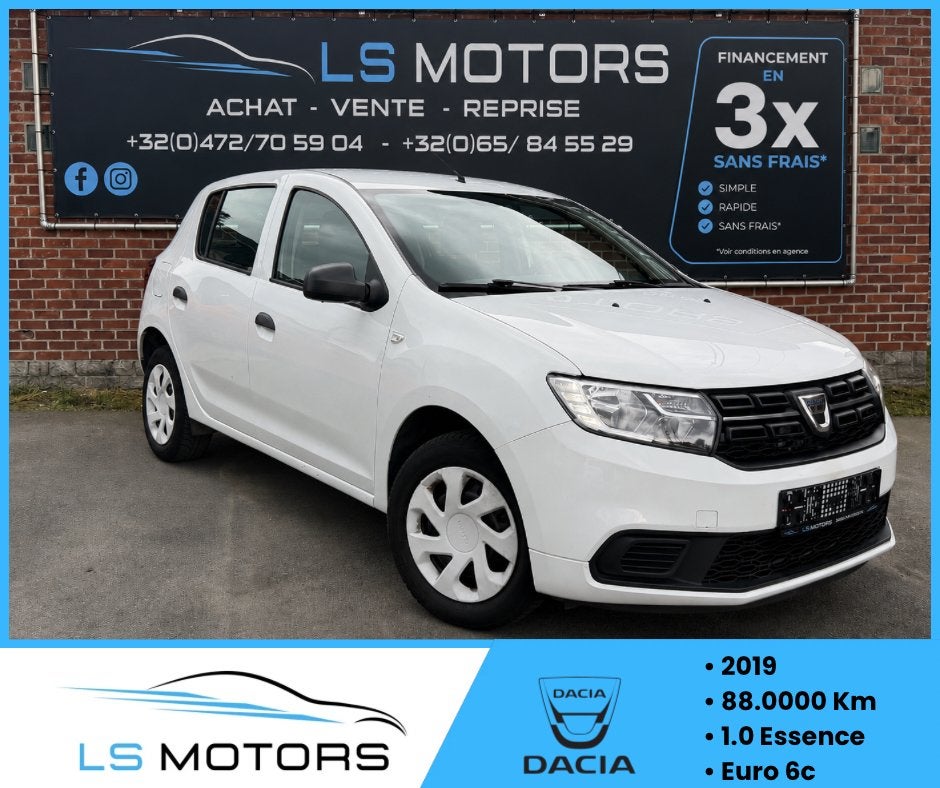 Dacia Sandero 1.0SCe **88.000 km**, Auto's, Dacia, Voorwielaandrijving, Stof, Wit, Bedrijf