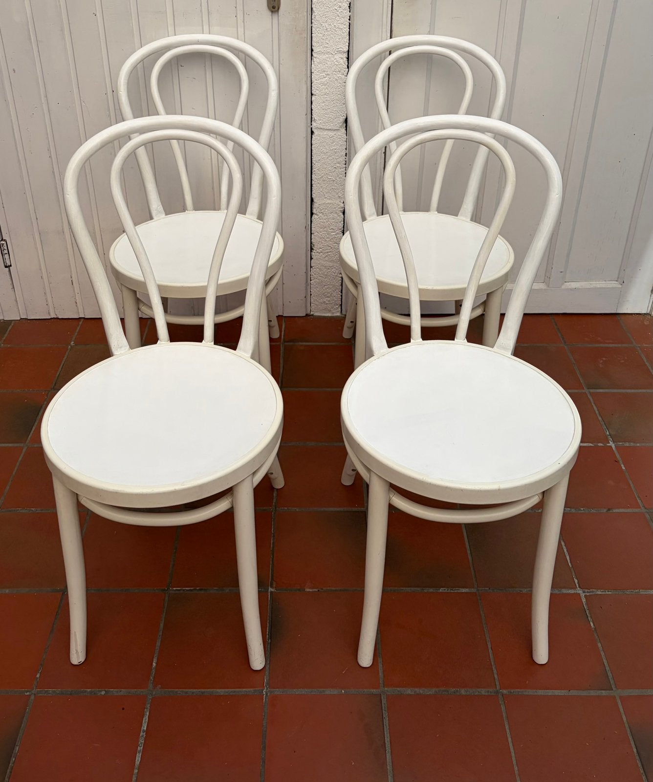4 chaises bistrot vintage, Maison & Meubles, Enlèvement, Utilisé, Blanc, Une
