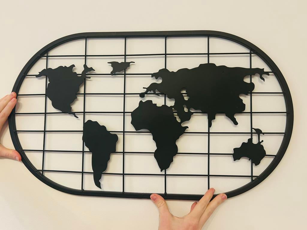 Metalen wereldkaart (magnetisch), Huis en Inrichting, Woonaccessoires | Memoborden, Ophalen, Gebruikt, Magneetbord