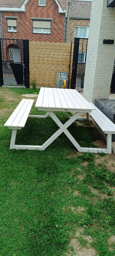 Picknicktafel, Tuin en Terras, Ophalen, Zo goed als nieuw, Rechthoekig, Aluminium