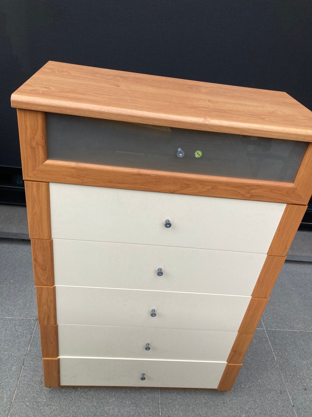 Ladenkast met 6 lades - warm hout en cremekleur, 5 laden of meer, Ophalen, Gebruikt, 100 tot 150 cm