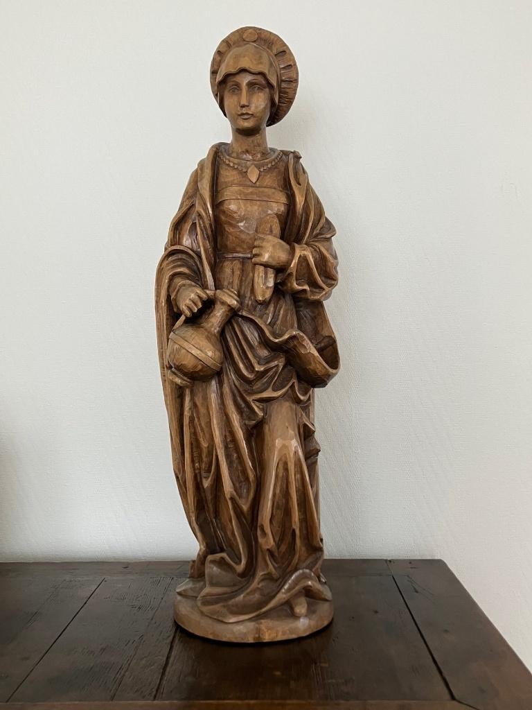 Heilige Catharina - Eikenhouten beeld - Italië, Statue, Bois, Brun, 50 - 100 cm
