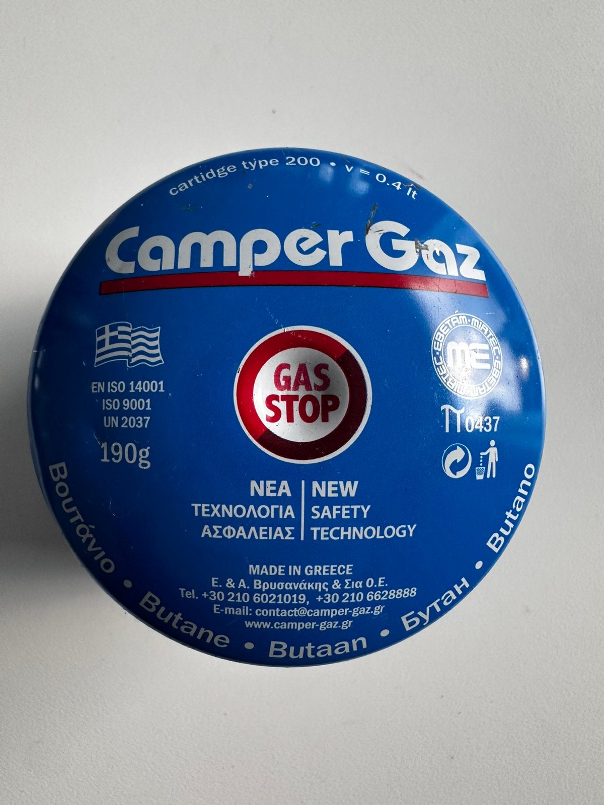 Camper Gaz gascartouche 190 g – Type 200, Caravans en Kamperen, Ophalen of Verzenden, Zo goed als nieuw