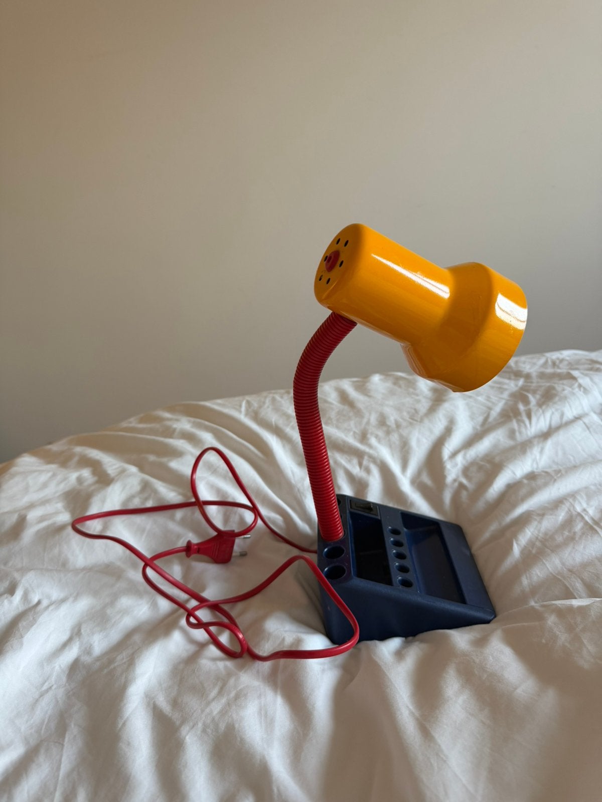 Vintage Memphis bureaulamp – geel, rood & blauw – 80s/90s, Bureaulamp, Zo goed als nieuw, Postmodern, Ophalen