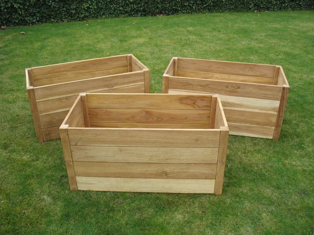 3 nieuwe outdoor Hardhouten plantenbakken plantenbak, Tuin en Terras, Bloembakken en Plantenbakken, Ophalen, Nieuw