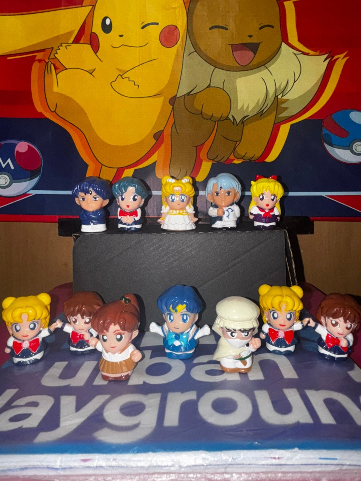 Set minifiguren Sailor Moon vingerpoppetjes Bandai 1990, Ophalen of Verzenden, Gebruikt