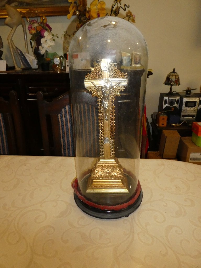 antiek kruis onder glazen stolp., Antiek en Kunst, Ophalen