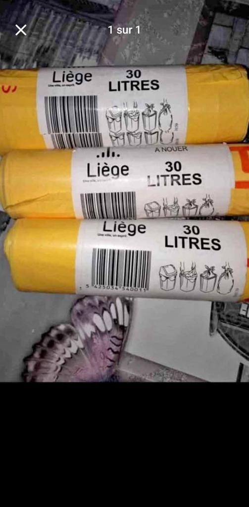 3 rouleaux sac poubelle ville de liège 30L, Enlèvement ou Envoi