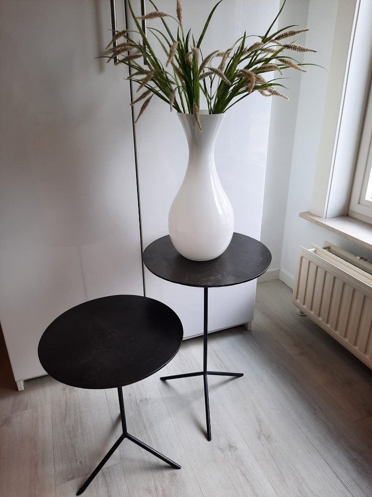 2 metalen bijzettafeltjes, Huis en Inrichting, Tafels | Bijzettafels, Ophalen