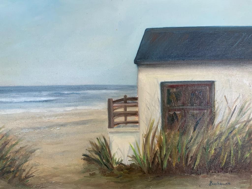 Schilderij Huisje aan zee, Antiek en Kunst, Kunst | Schilderijen | Modern, Ophalen