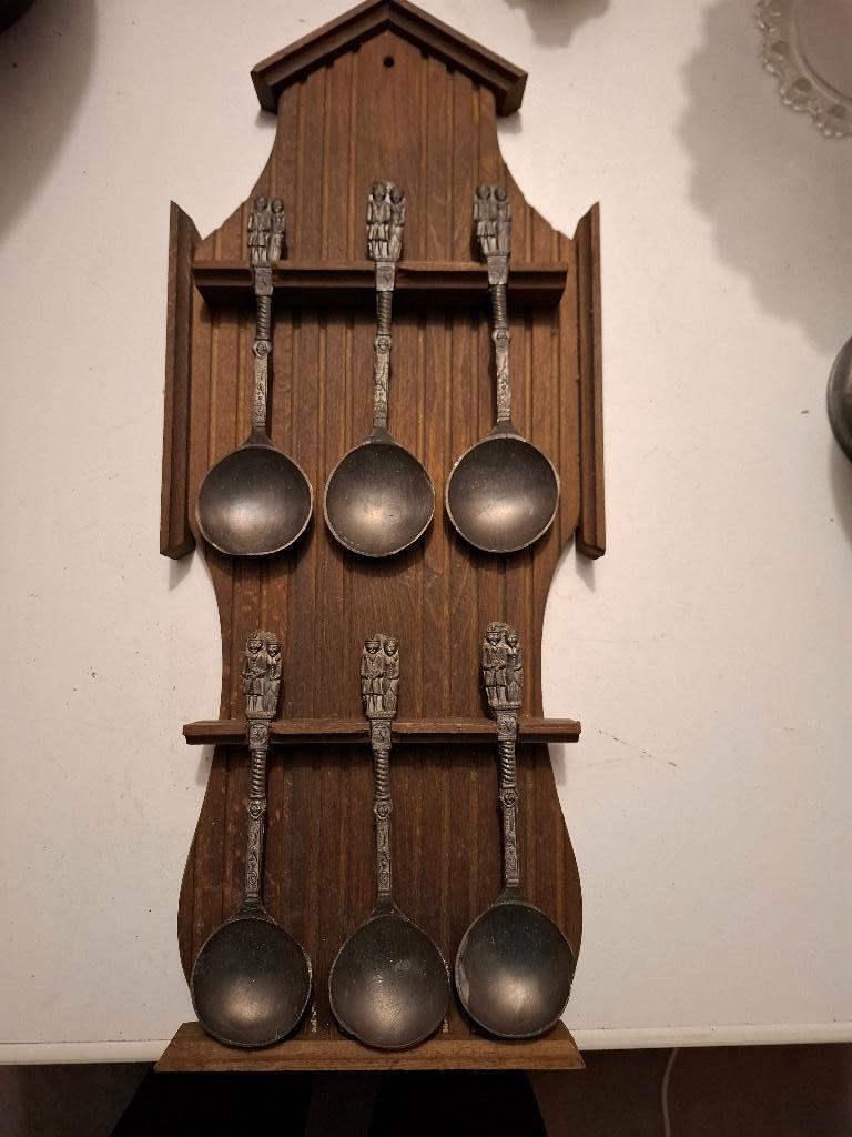 Tinnen lepels op bord, Antiek en Kunst, Ophalen of Verzenden