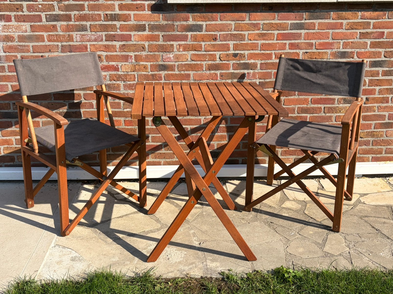 Regisseurstoelen met tafel, Tuin en Terras, Ophalen, Zo goed als nieuw, Teakhout, Stoel