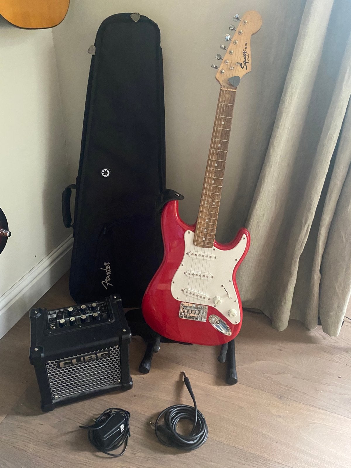 Eerste elektrische gitaar Fender Mini, Muziek en Instrumenten, Ophalen, Fender, Gebruikt, Met versterker