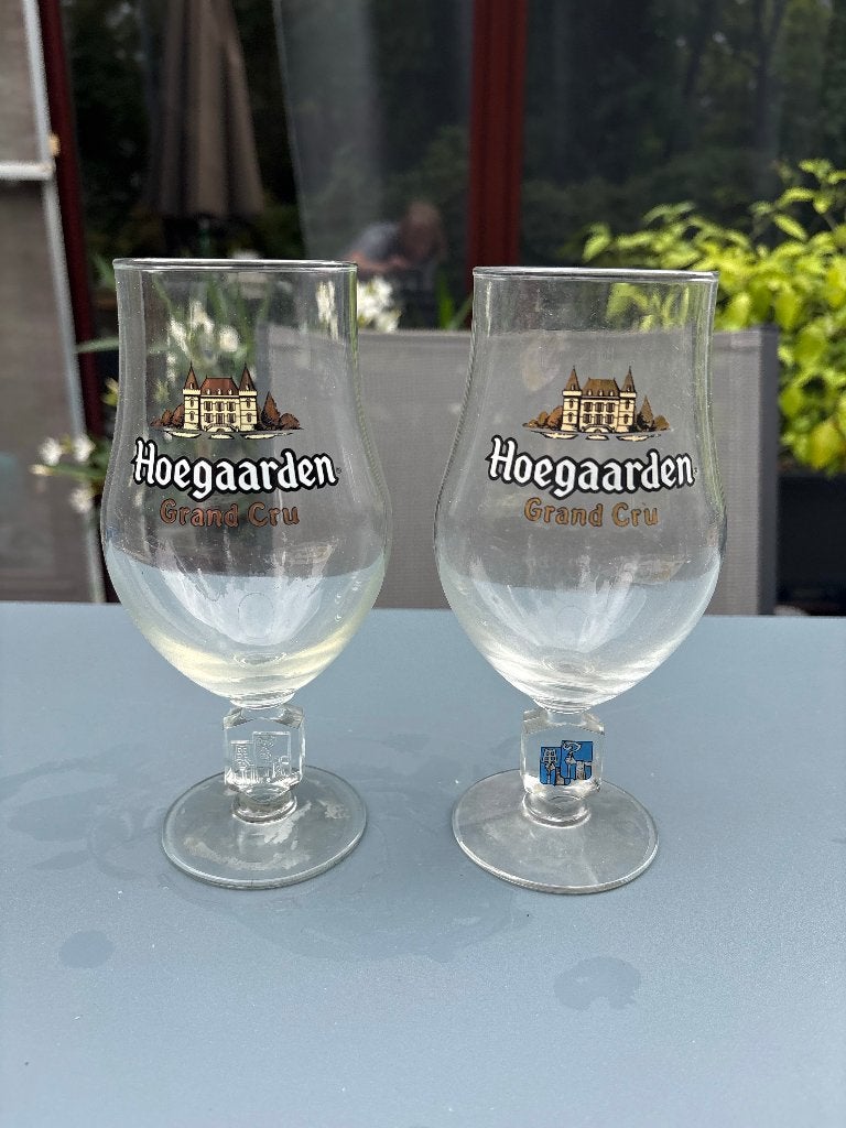 Ensemble de 2 verres à bière Vintage Hoegaarden Grand Cru, Collections, Enlèvement ou Envoi, Comme neuf, Verre ou Verres