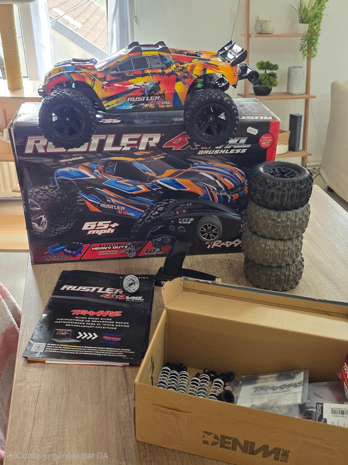 Traxxas Rustler 4x4 VXL Optionné + lot de pièce, Hobby & Loisirs créatifs, Modélisme | Radiocommandé & Téléguidé | Voitures, Utilisé