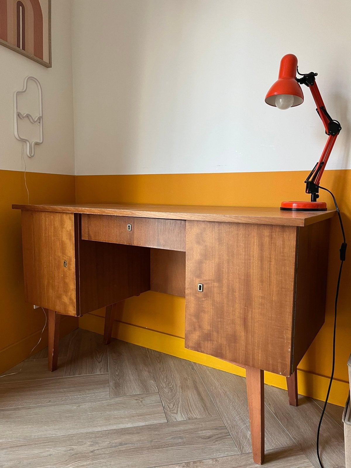 Mid century bureau. Vintage staat, Ophalen, Gebruikt, Schoolbureau, Overige merken