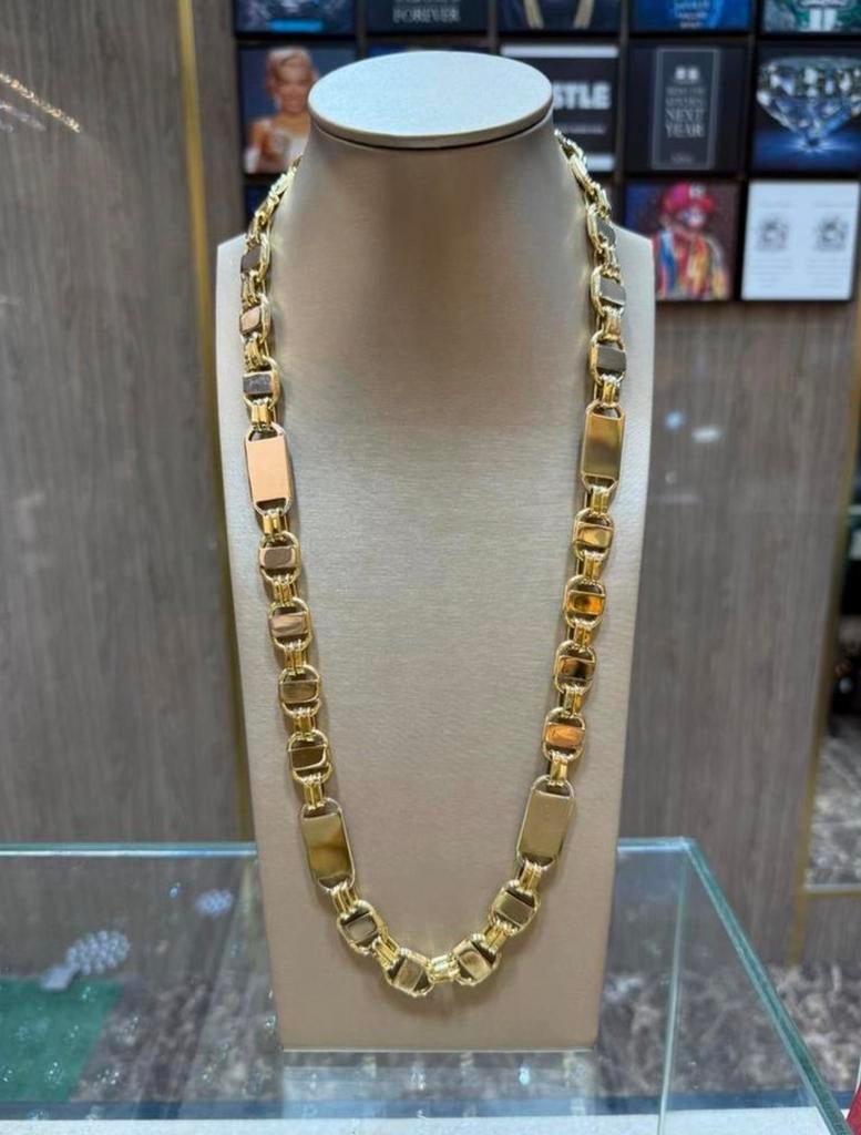 18KT Goud - 157.35 Gram - Ketting - PLATTE MAGNUM, Ophalen, Zo goed als nieuw, Wit, Goud