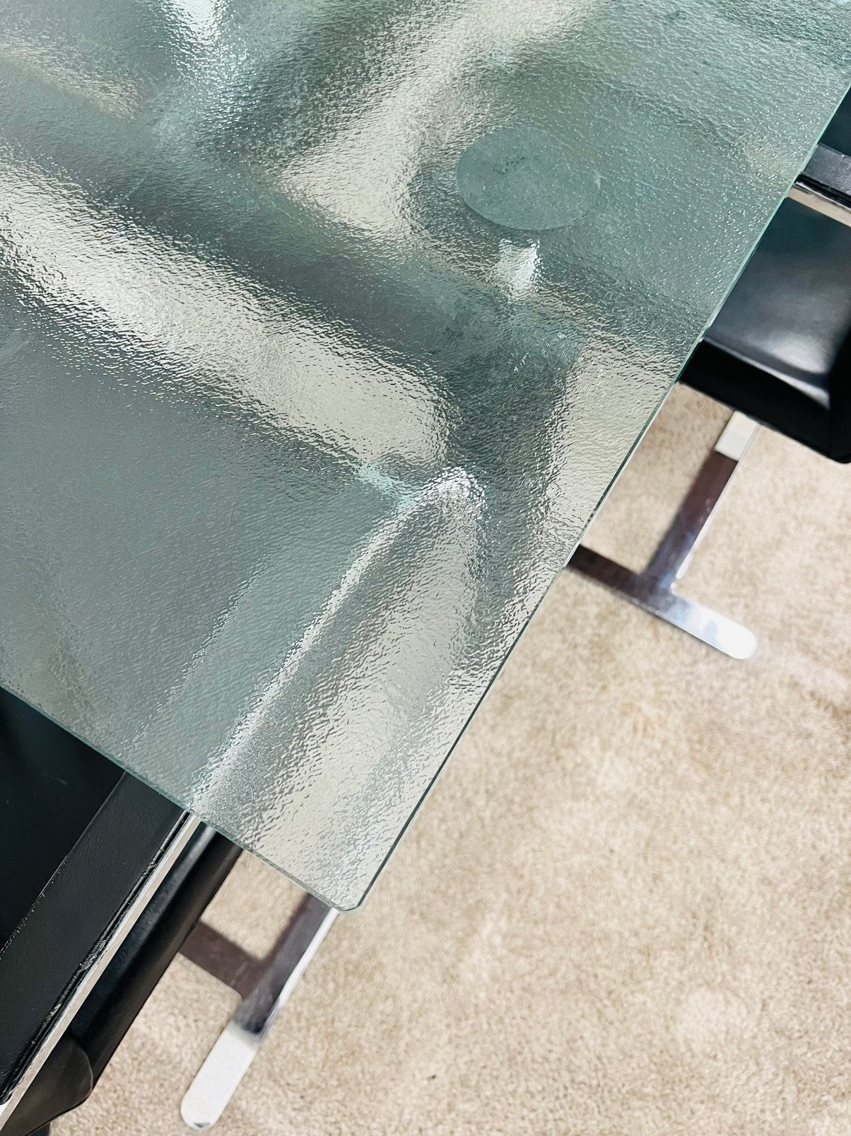 Cassina Le Corbusier LC6 tafel Frosted glas, Huis en Inrichting, 200 cm of meer, 50 tot 100 cm, Vijf personen of meer, Rechthoekig