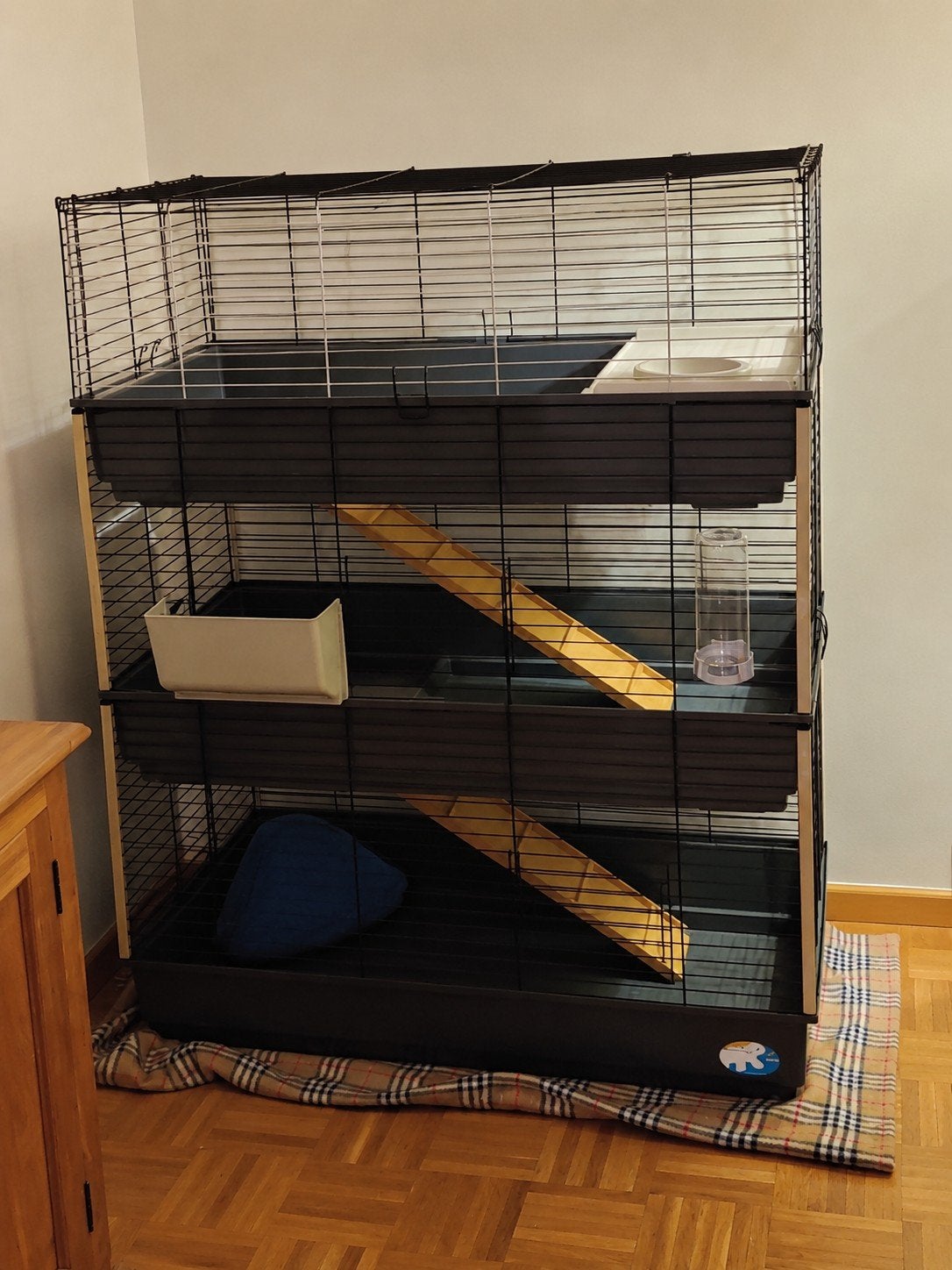 Grote konijnenkooi met 3 verdiepingen, Dieren en Toebehoren, Ophalen, Kooi, Gebruikt, Cavia
