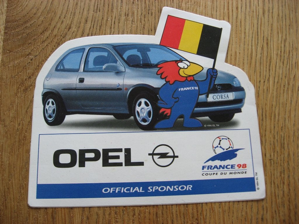 Sticker Opel Corsa WK France 98  14 x 13 cm, Ophalen, Nieuw, Auto of Motor