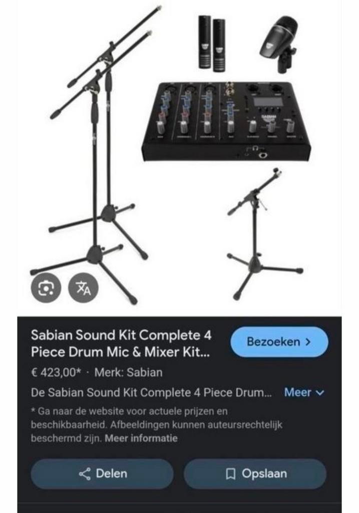 Kit complet Sabian Sound pour votre batterie à Zgst, Musique & Instruments, Enlèvement, Comme neuf