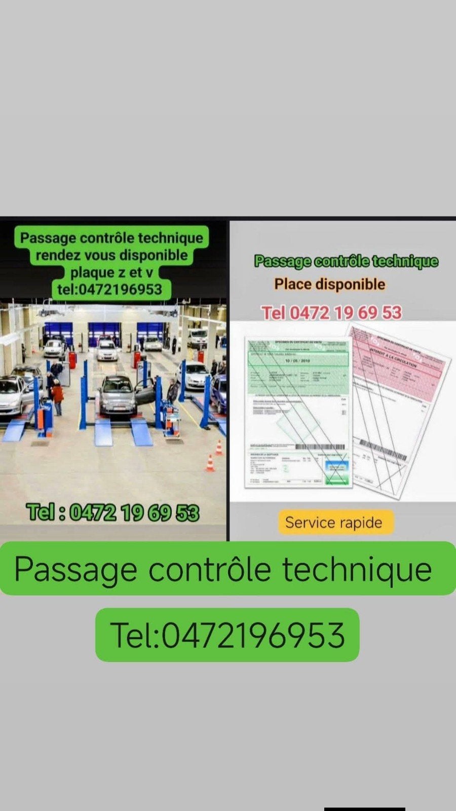 Passage contrôle technique tel 047219695, Enlèvement ou Envoi