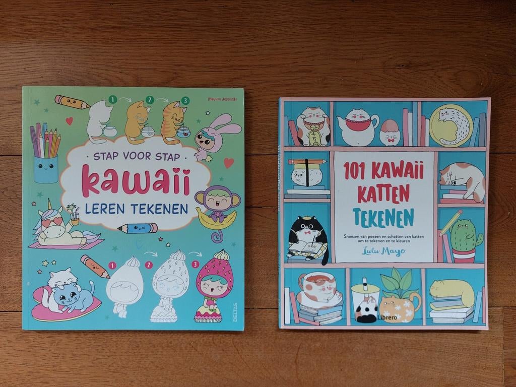 Stap voor stap kawaii leren tekenen: 2 boeken, Boeken, Ophalen of Verzenden, Zo goed als nieuw