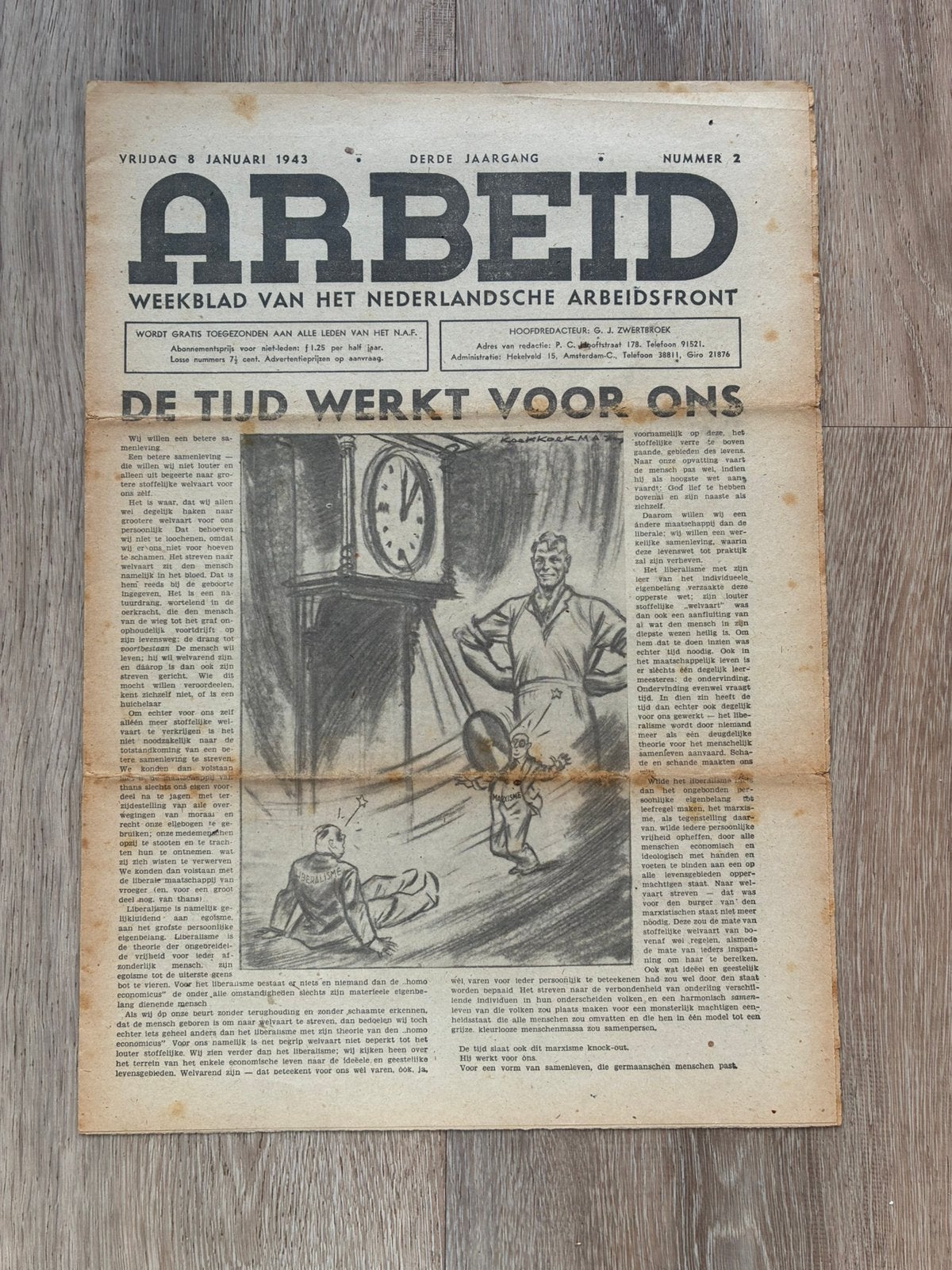 Het Nederlandsche Arbeidsfront- Krant, Ophalen of Verzenden