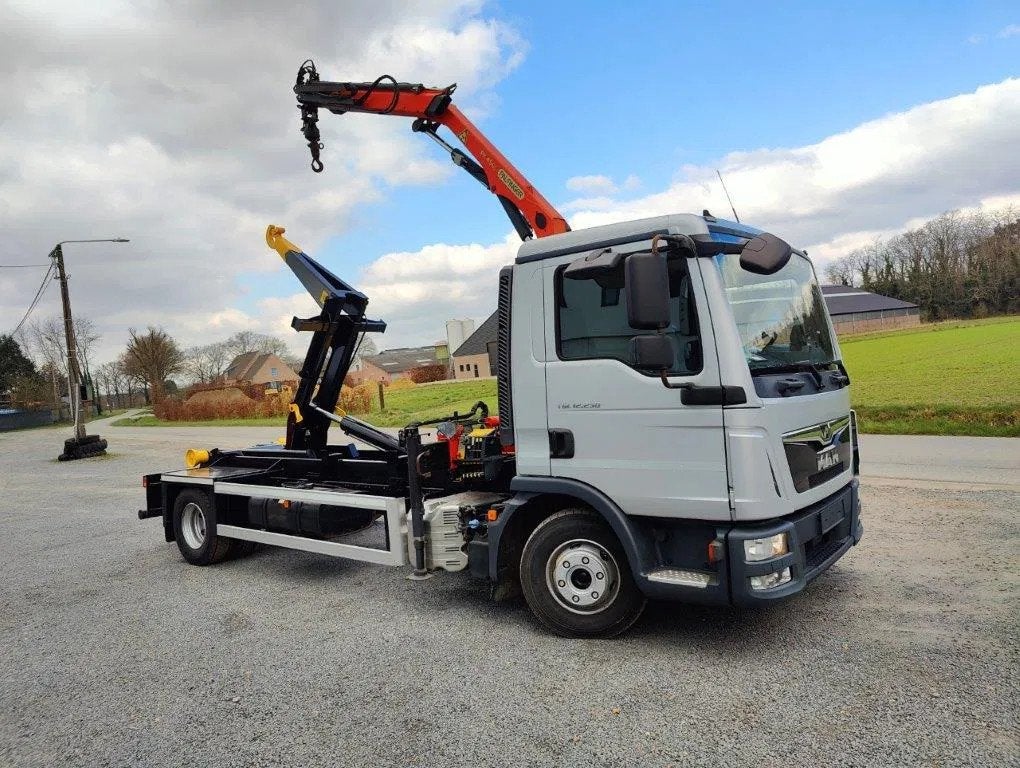 MAN TGL 12.250 Containersysteem Jimeca met kraan Palfinger P, 250 ch, Argent ou Gris, Achat, Euro 6