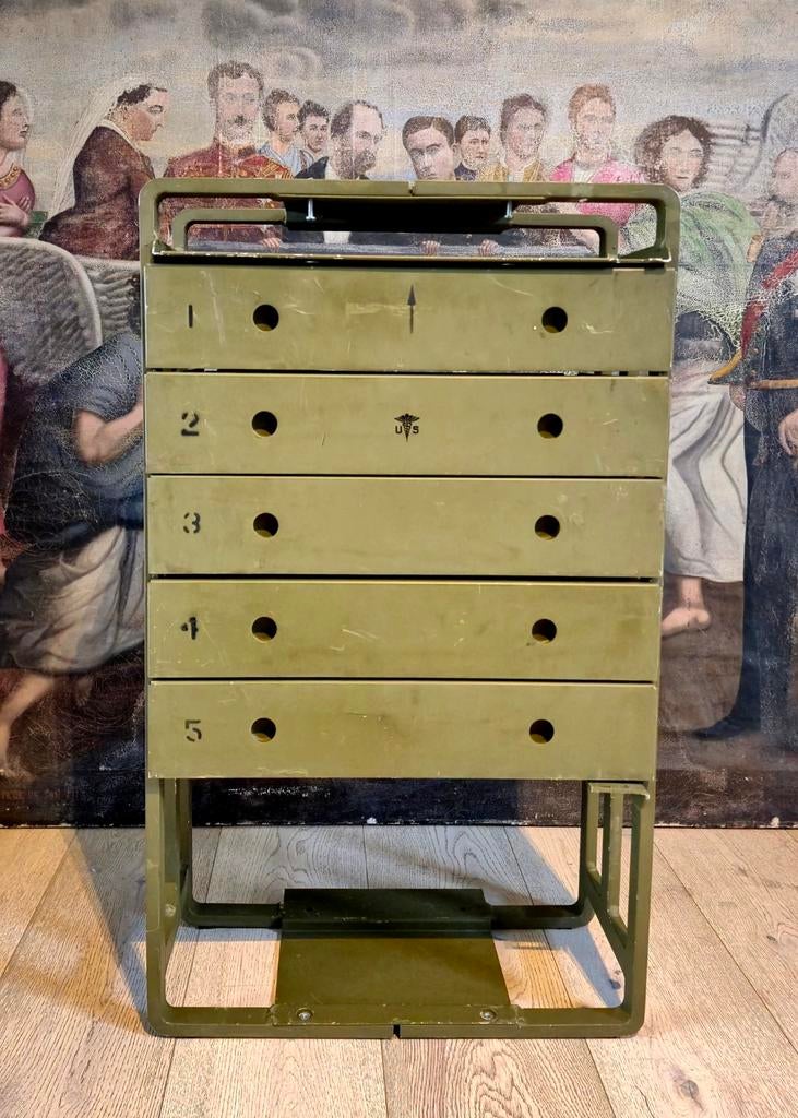 Vintage US Army Medisch Kastje met 5 Lades, Verzamelen, Militaria | Algemeen, Ophalen of Verzenden