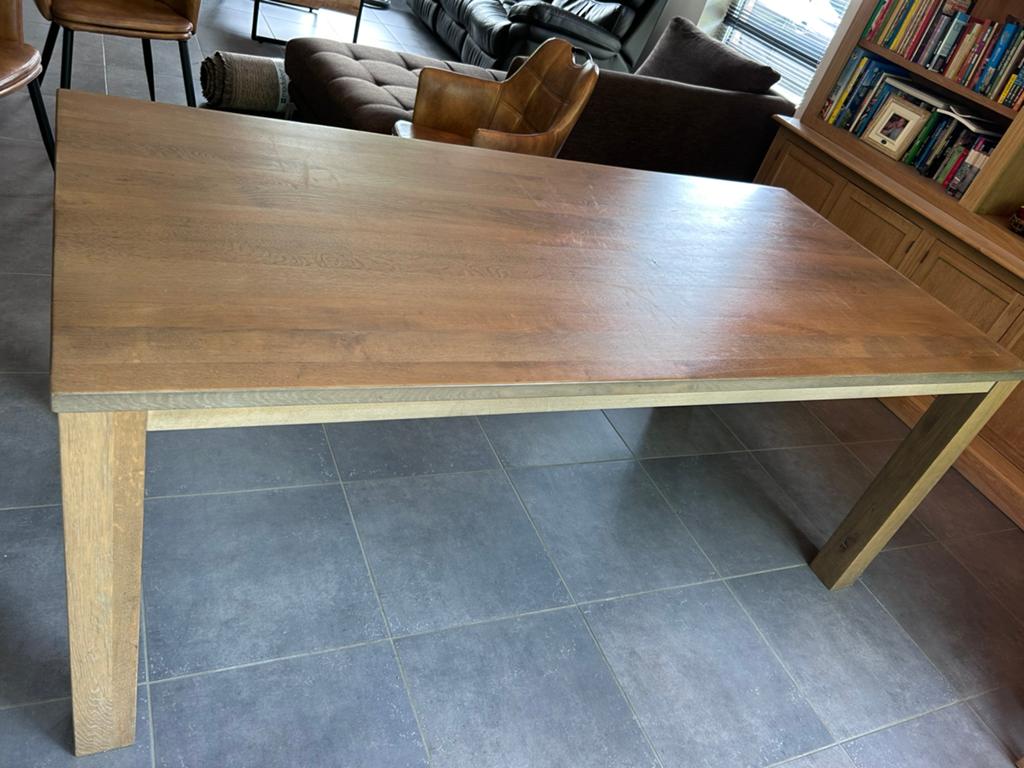 Bruine verlengbare eettafel, Huis en Inrichting, Tafels | Eettafels, Ophalen, Gebruikt, 200 cm of meer, 50 tot 100 cm