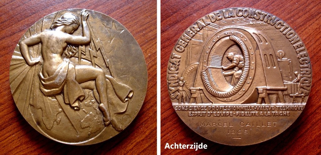Eremedaille Electriciteitscentrale aan Caillet Marcel 1965, Envoi, Bronze