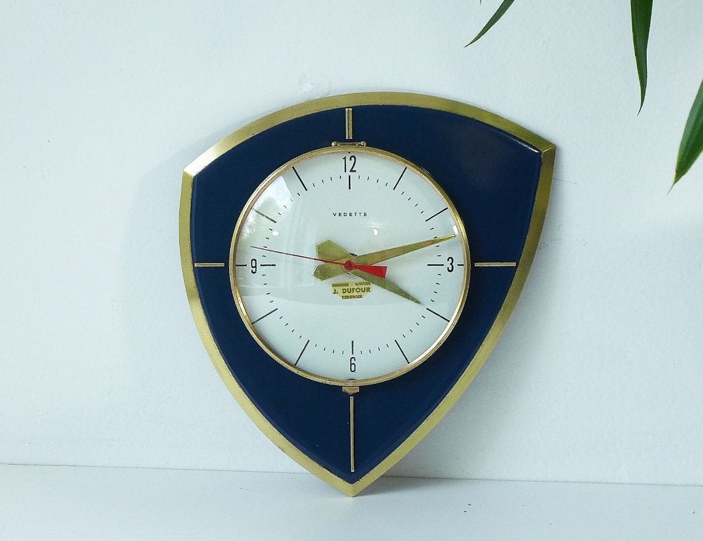 Horloge murale rétro vintage Vedette Atomic - années 1960, Vintage, Enlèvement ou Envoi, Horloge murale