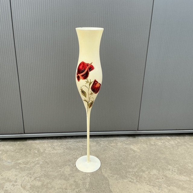 Speciale glazen vaas op voet, Ophalen, Gebruikt, Op voet, Glas