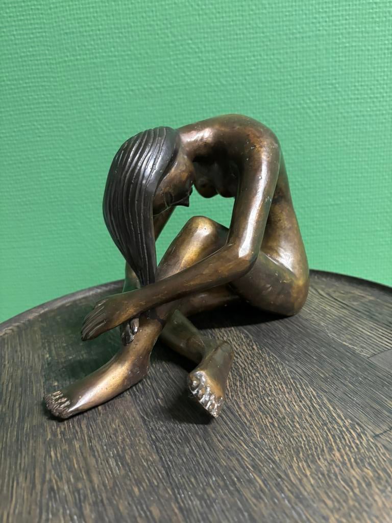 Antieke bronzen naakte vrouw, Antiek en Kunst, Ophalen, Brons
