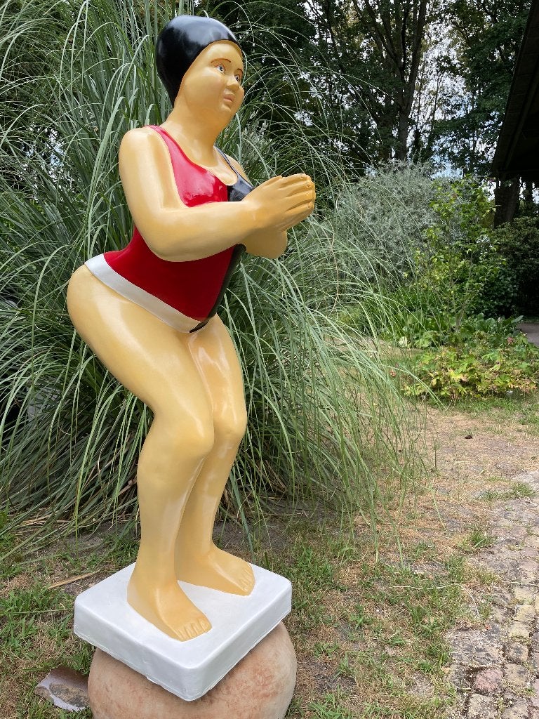 Duikende dame, zwemster jacuzzi tuin, zwembad, vijver 115cm, Ophalen, Nieuw, Kunststof, Mensenbeeld