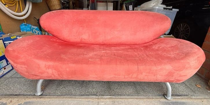 Rode fauteuil, Ophalen, Gebruikt, Driepersoons, Stof