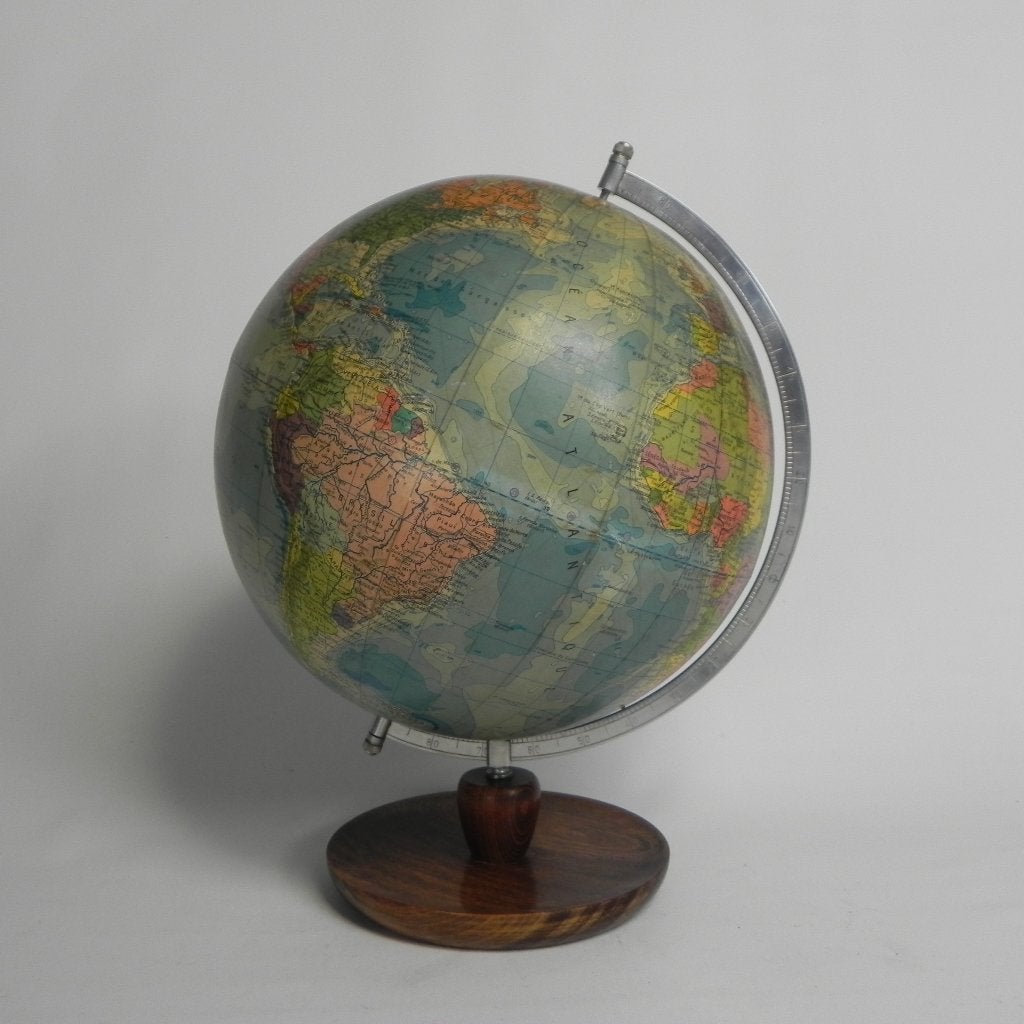 Rath Globe van papier mache op houten voet, jaren 60, Ophalen of Verzenden