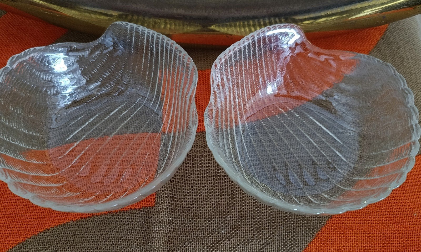 vintage, 2 bols coquillage en verre, Diam. 11cm, Enlèvement, Verre, Vintage