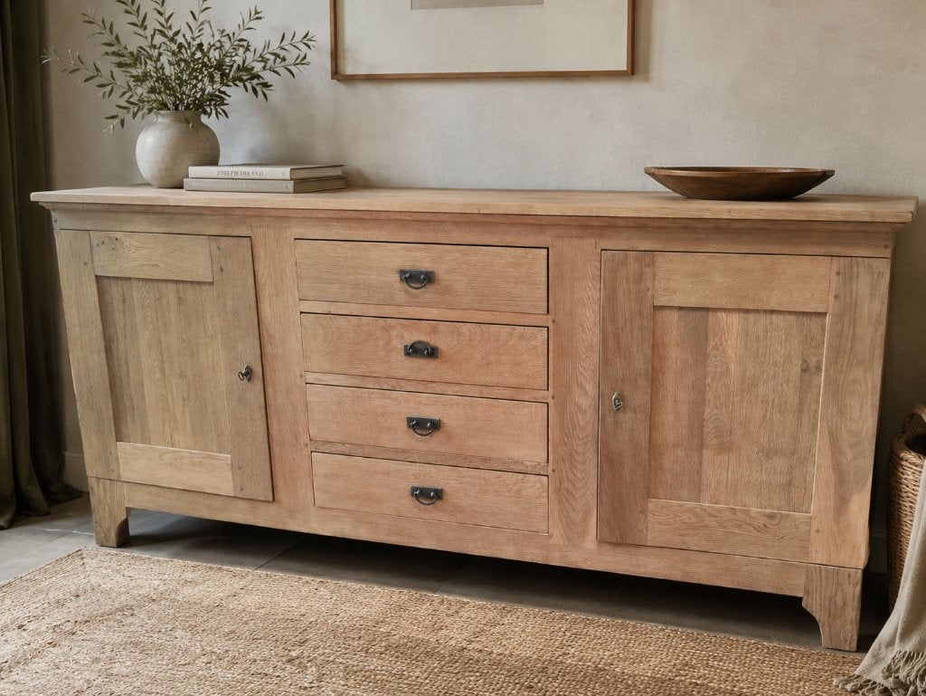 Buffet en teck – pièce unique, aérogommée, Maison & Meubles, Tables | Dessertes, Teck, 25 à 50 cm, 200 cm ou plus, Comme neuf