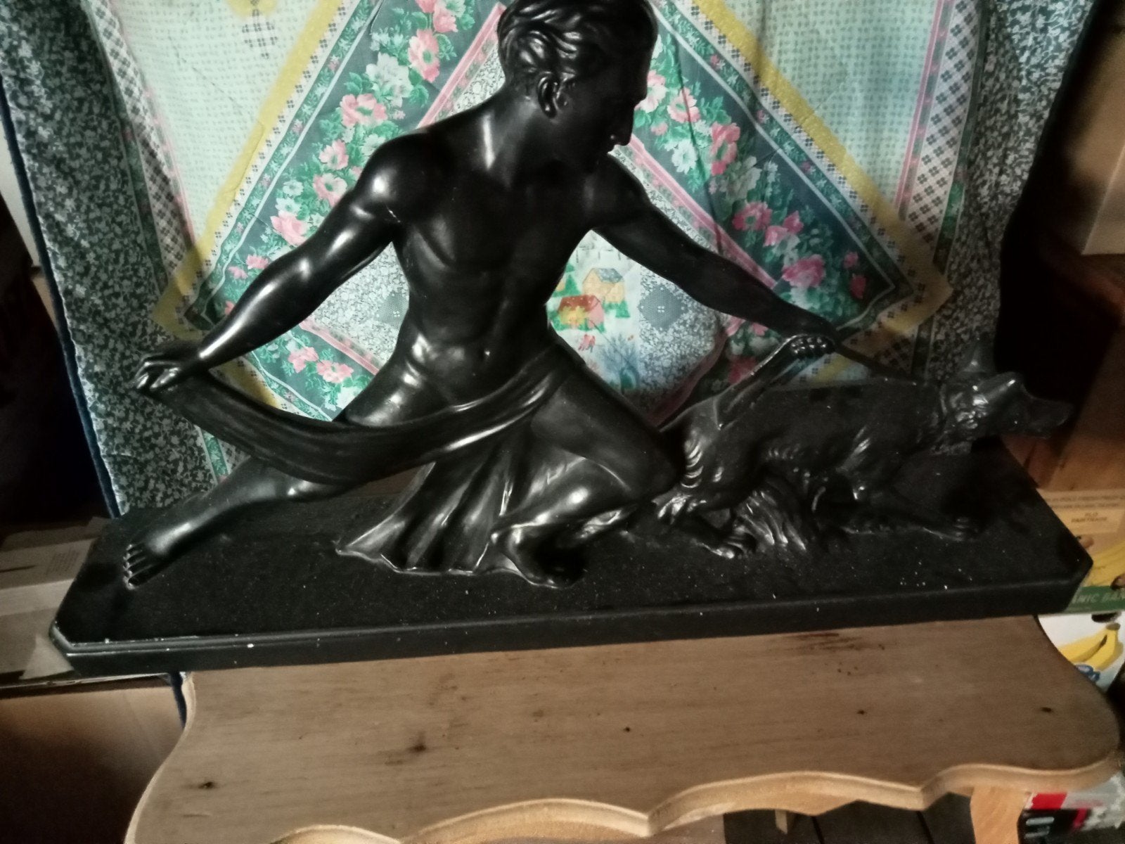 Statue,Homme et chien., Ophalen