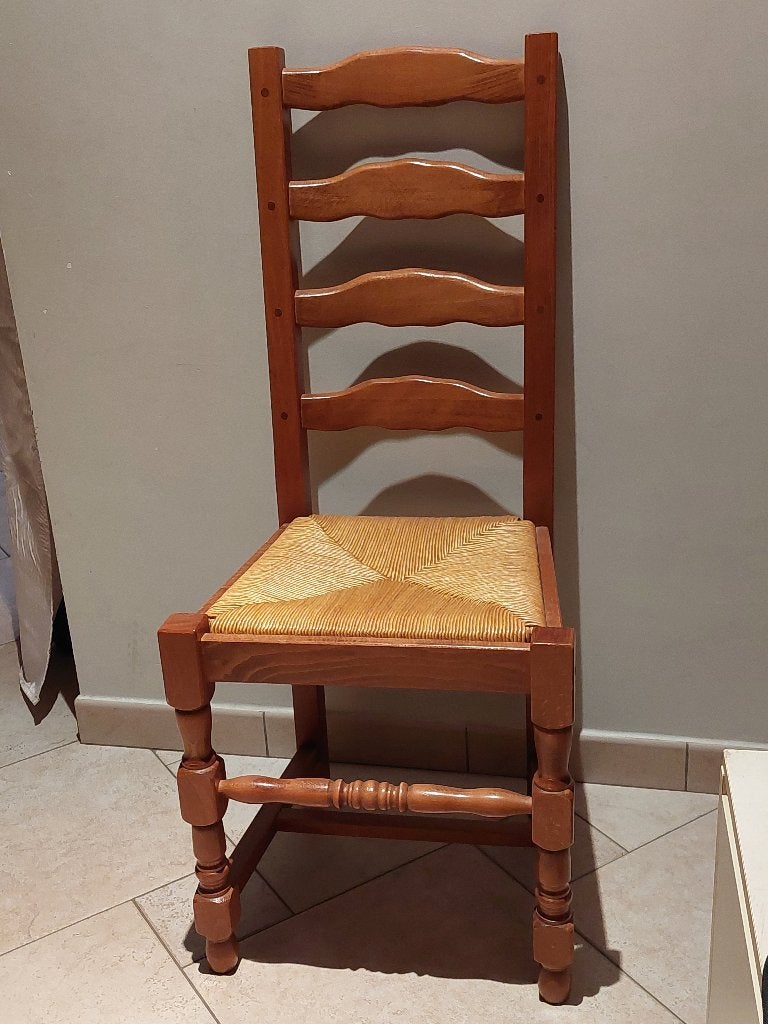 6 Chaises bois 60 euros, Maison & Meubles, Brun, Enlèvement, Bois, Rustique