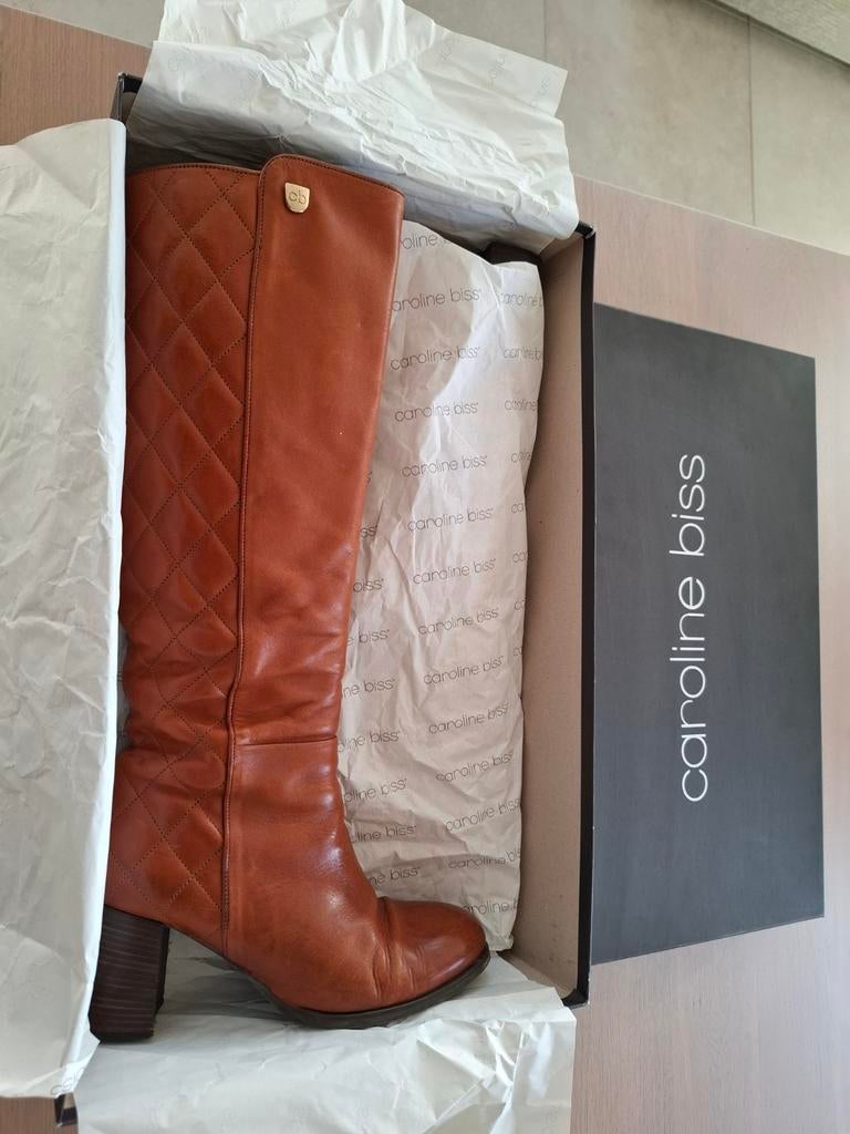 Lederen laarzen Caroline Biss Mt40 (nwpr 300eur), Kleding | Dames, Hoge laarzen, Bruin, Ophalen of Verzenden, Zo goed als nieuw