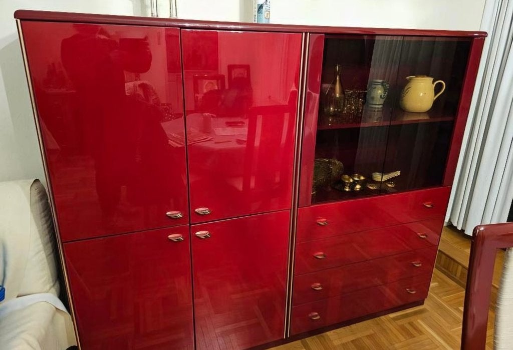 Rood gelakt kast Italië, jaren80, Ophalen