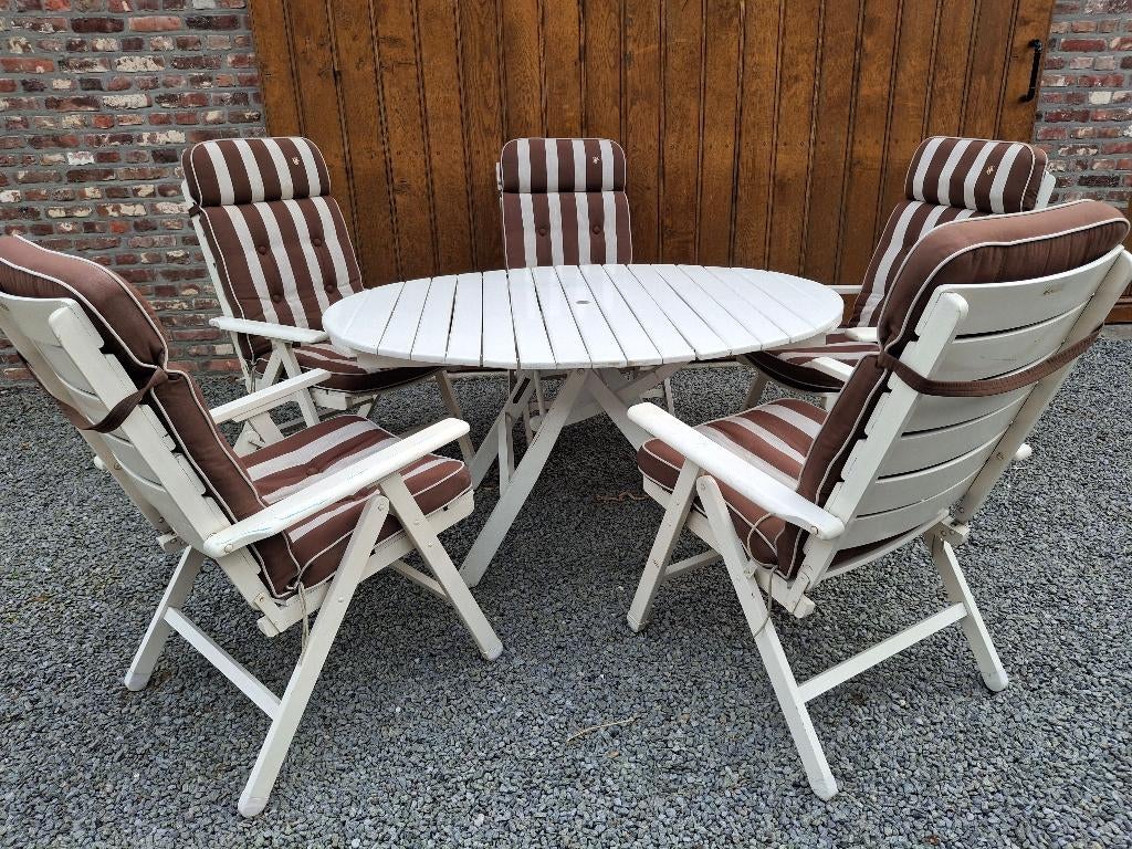 Vintage West Germany Herlag tuinset, Tuin en Terras, Tuinstoelen, Ophalen, Teakhout