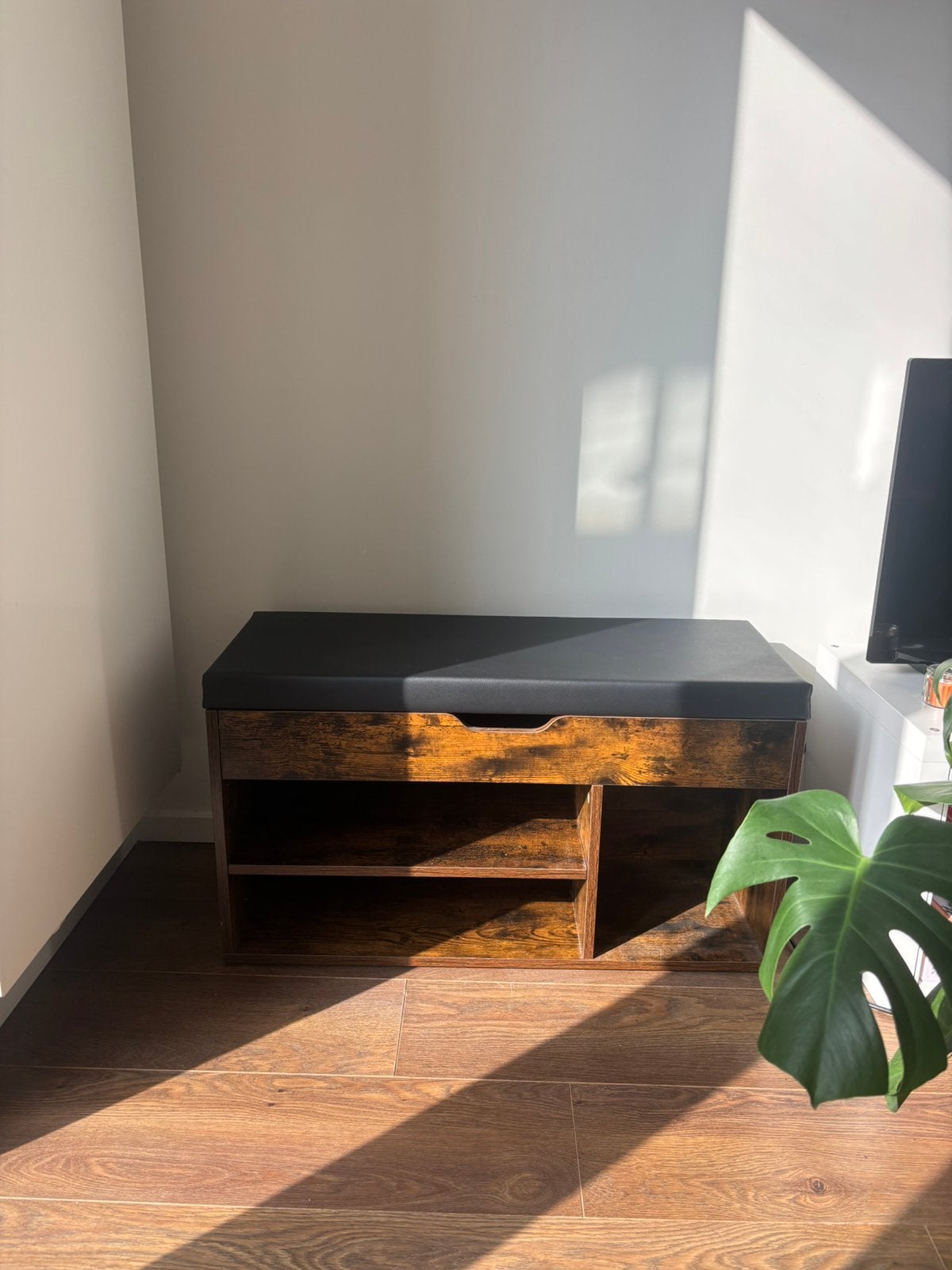 Banc à chaussures bois avec assise de style industriel, Maison & Meubles, Enlèvement, Comme neuf, Bois