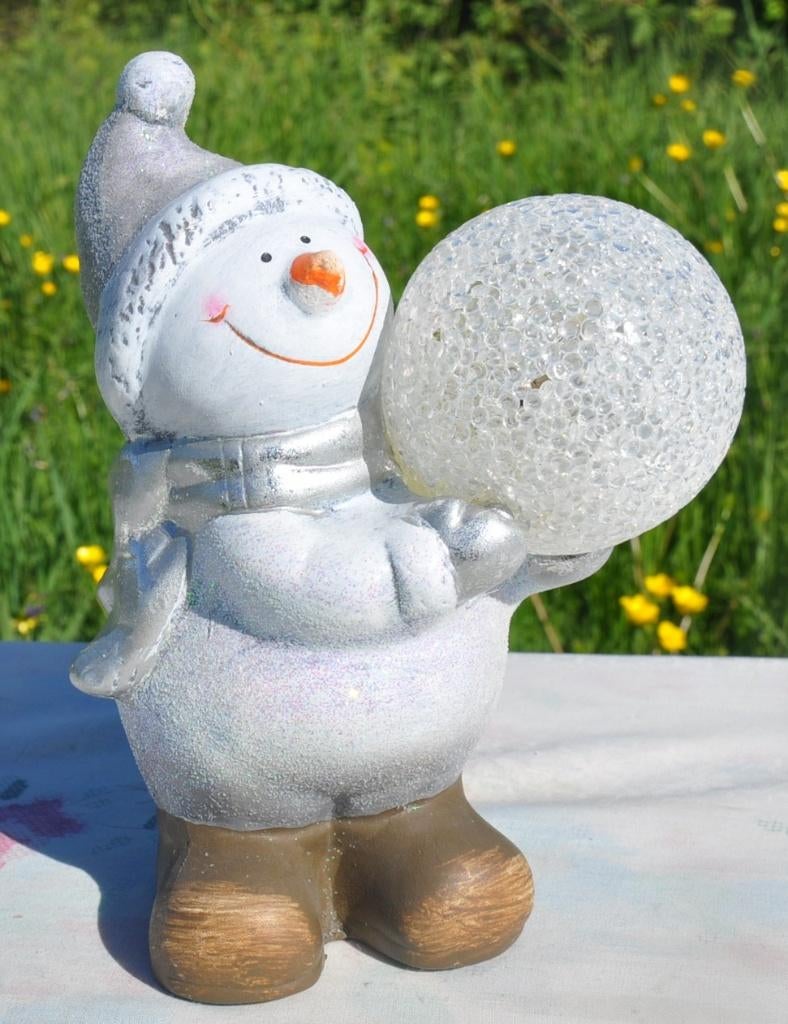 bonhomme de neige en faience avec boule lumineuse, Divers, Enlèvement ou Envoi, Utilisé