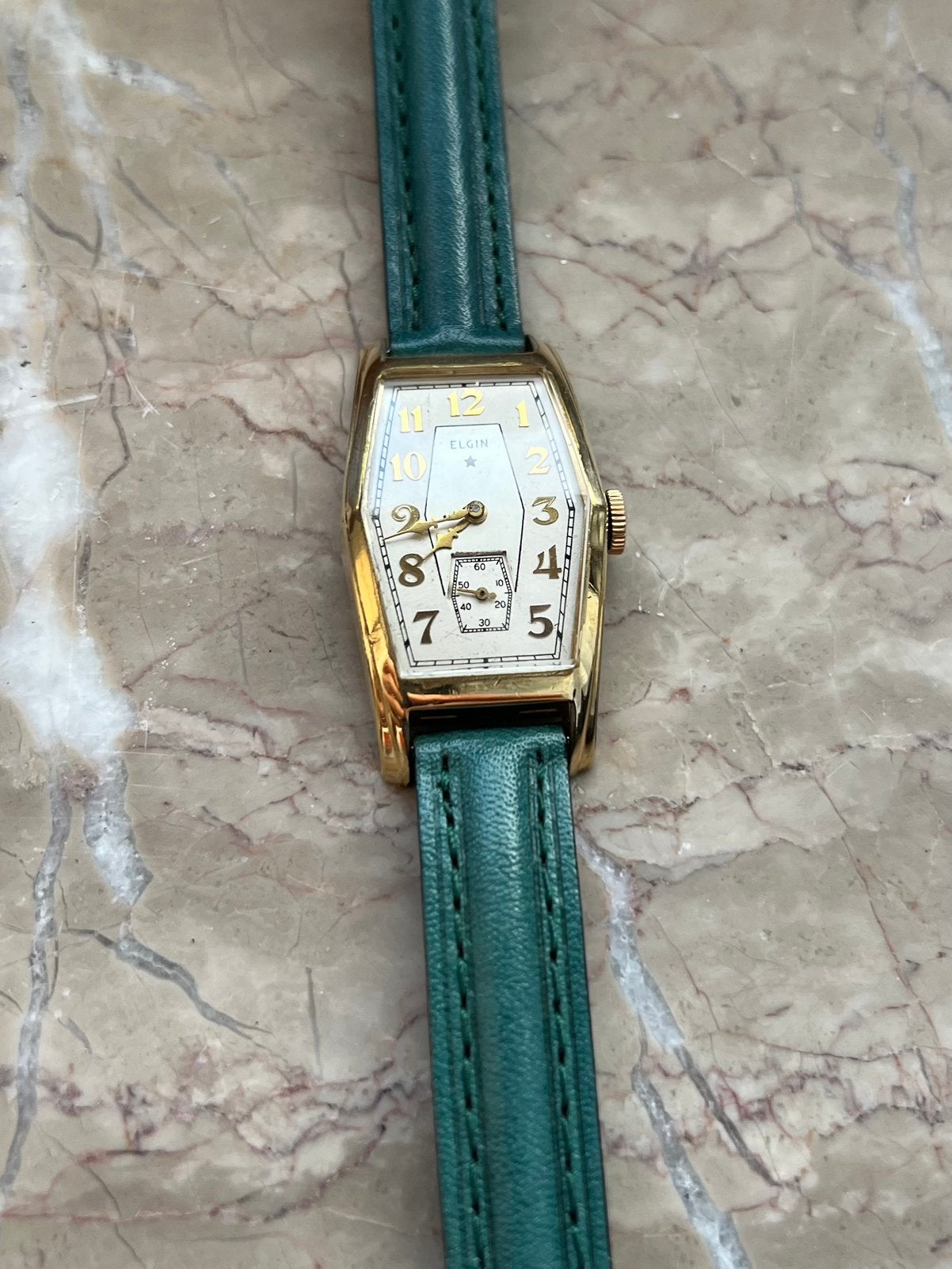 Montre vintage Elgin mécanique - Petite seconde plaquée or, Enlèvement, Comme neuf