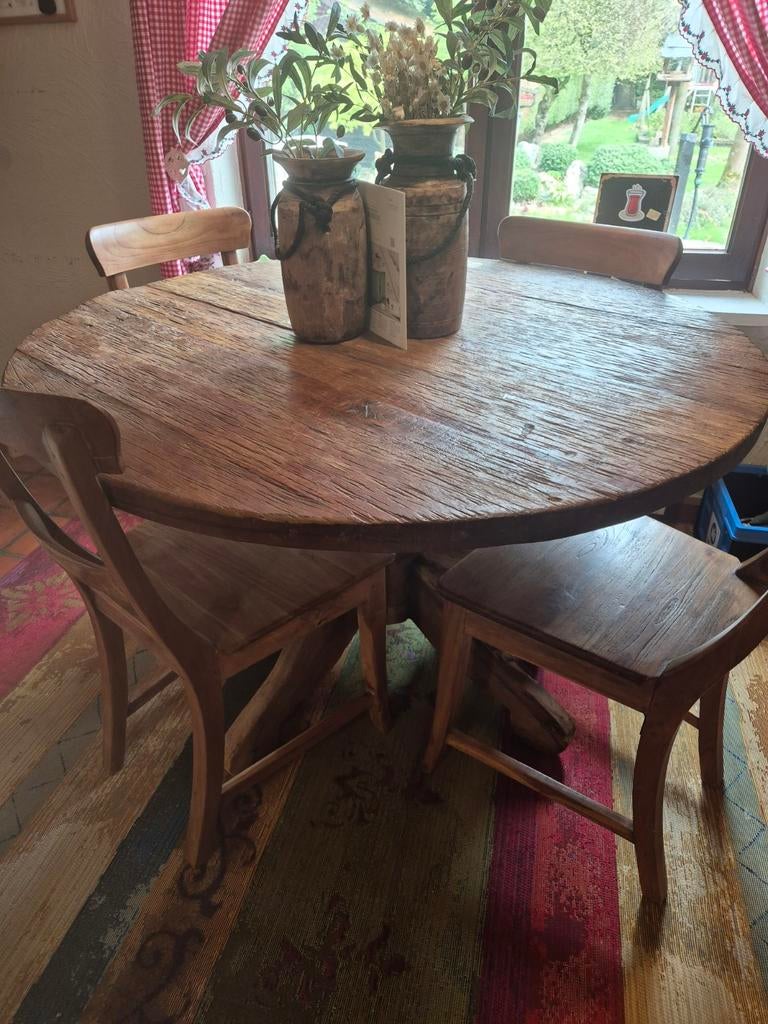 Rond tafel 120cm met 4 stoelen, Ophalen, Rond